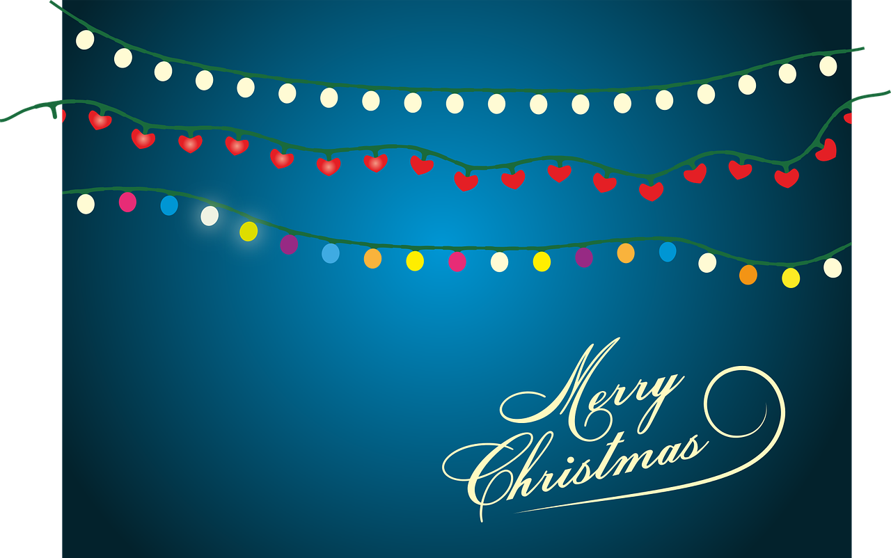 Linksmas, Kalėdos, Kalėdų Sveikinimas, Kalėdinis Atvirukas, Lichterkette, Šviesa, Grandinė, Kalėdų Motyvas, Atvirukas, Mėlynas