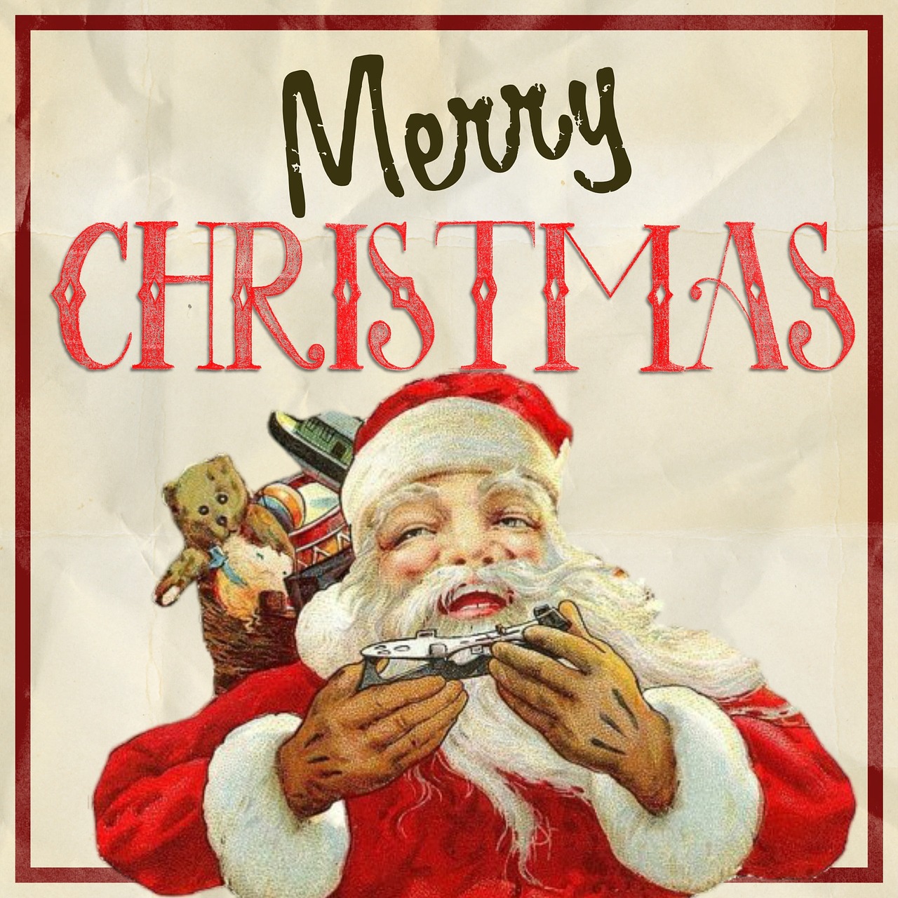 Linksmas, Kalėdos, Vintage, Santa, Kalėdų Senelis, Dovanos, Barzda, Kortelė, Xmas, Pasveikinimas