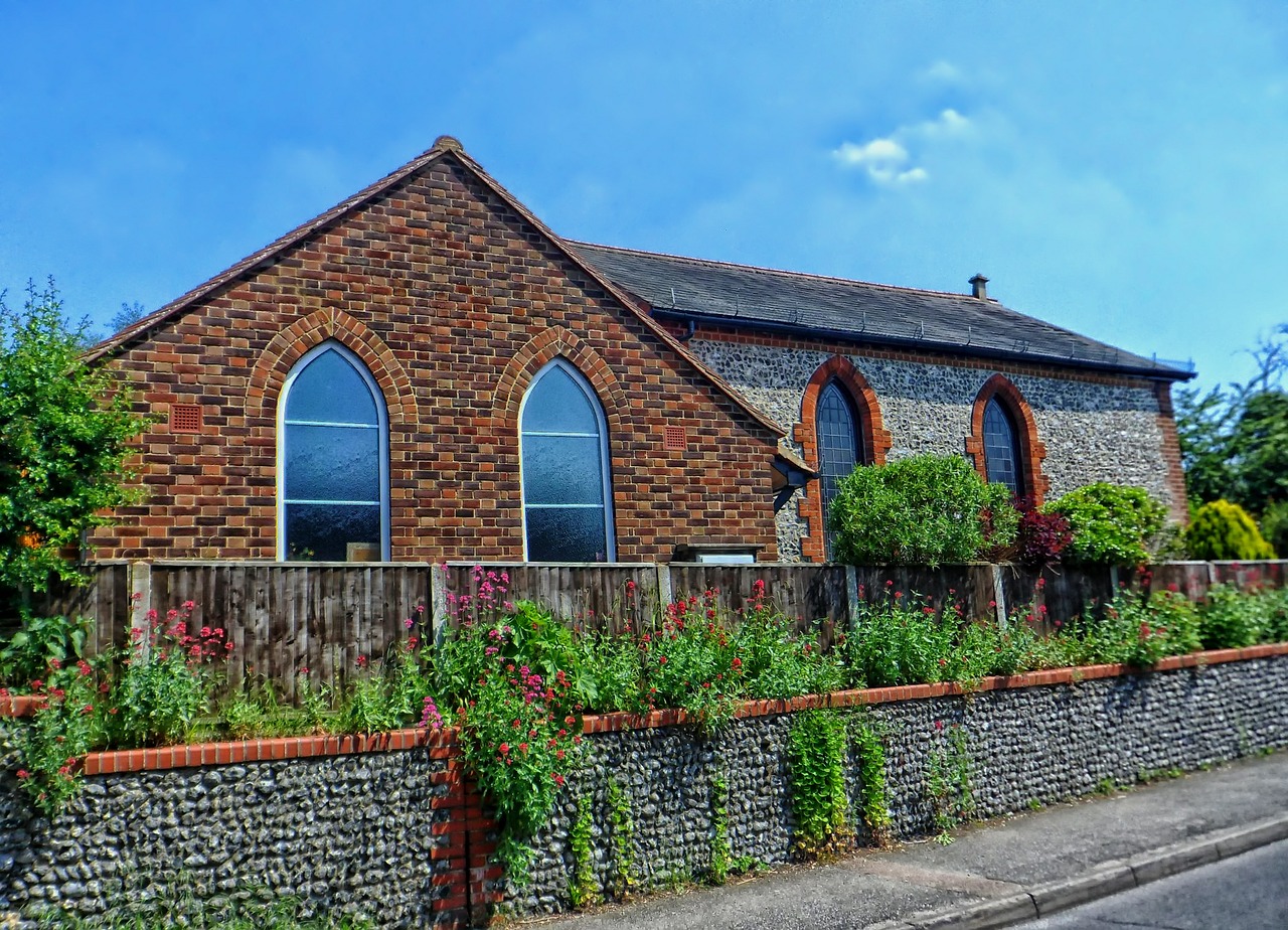 Metodistų Bažnyčia, Surrey, Anglija, Uk, Malda, Garbinimas, Tikėjimas, Religija, Gėlės, Augalai