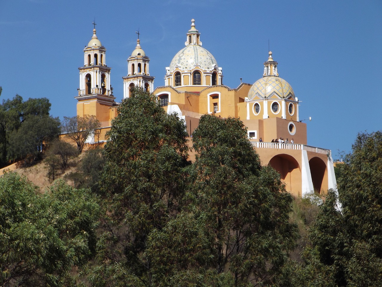 Meksika, Puebla, Cholula, Bažnyčios, Vietos, Žmonės, Architektūra, Turizmas, Kultūra, Kalnas