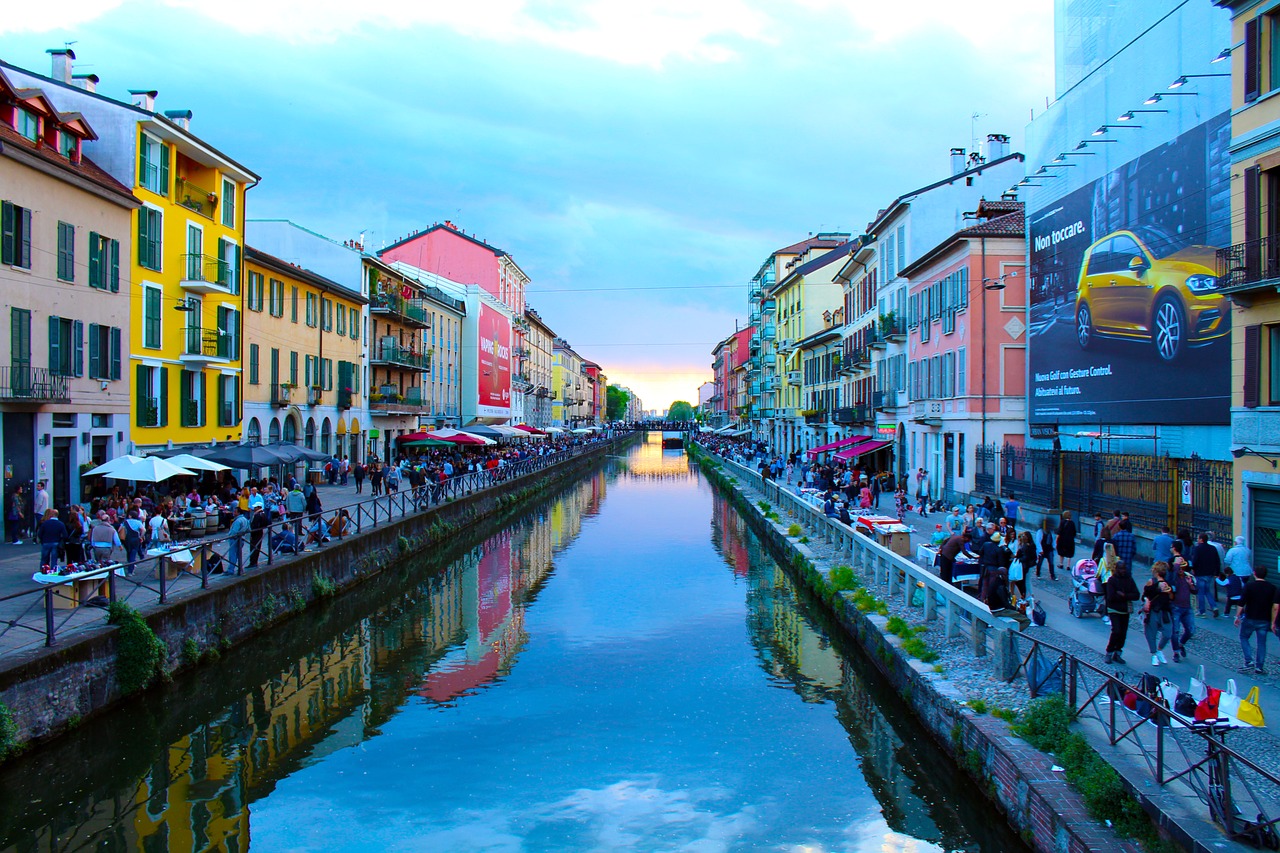 Milanas, Navigli, Upė, Centras, Italy, Kraštovaizdis, Miestas, Ponte Vecchio, Metropolis, Architektūra