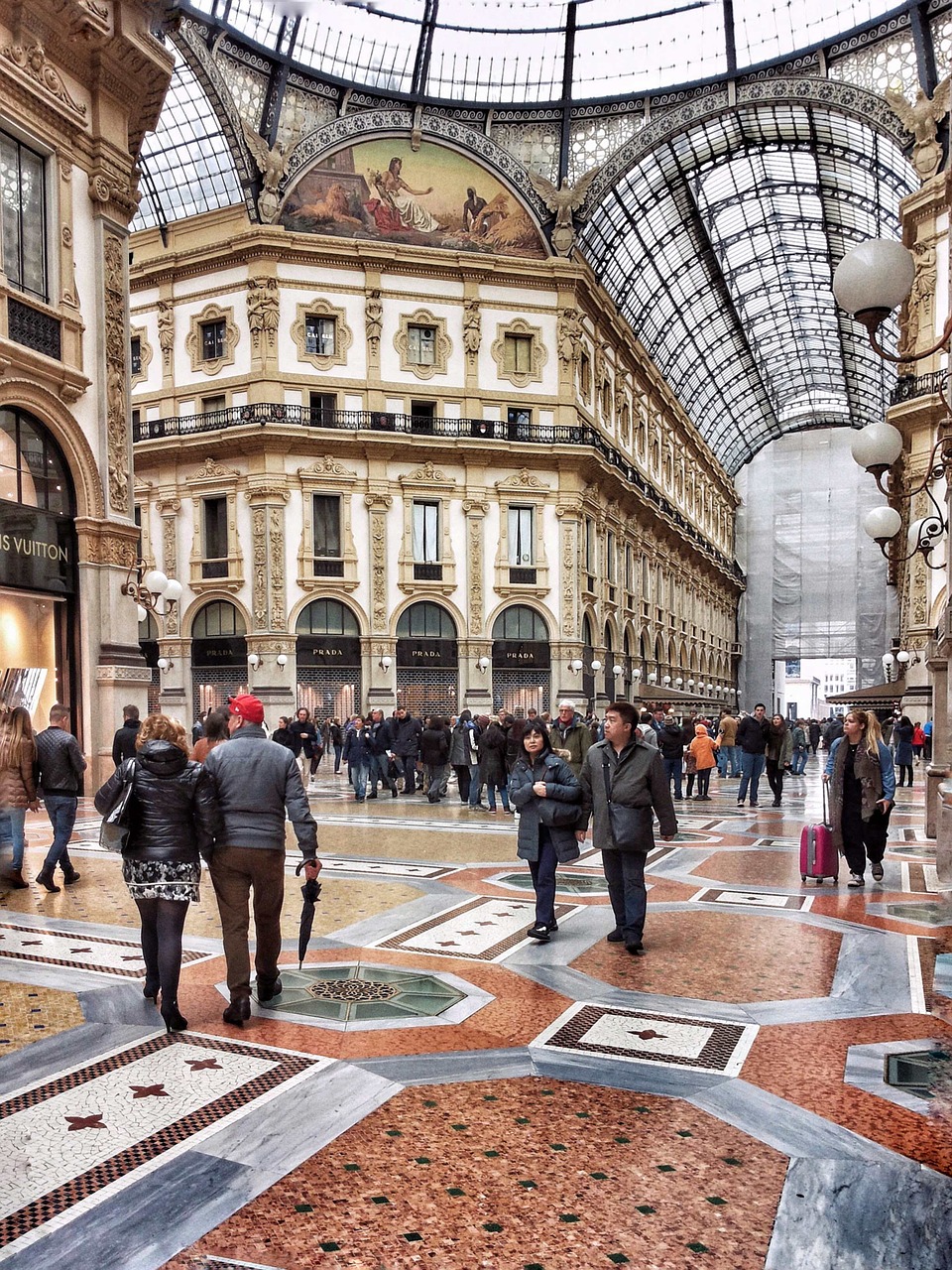 Milanas, Lombardija, Italy, Galerija, Galerija Vittorio Emanuele, Kietmedžio Grindys, Grindys, Architektūra, Kelias, Kelias