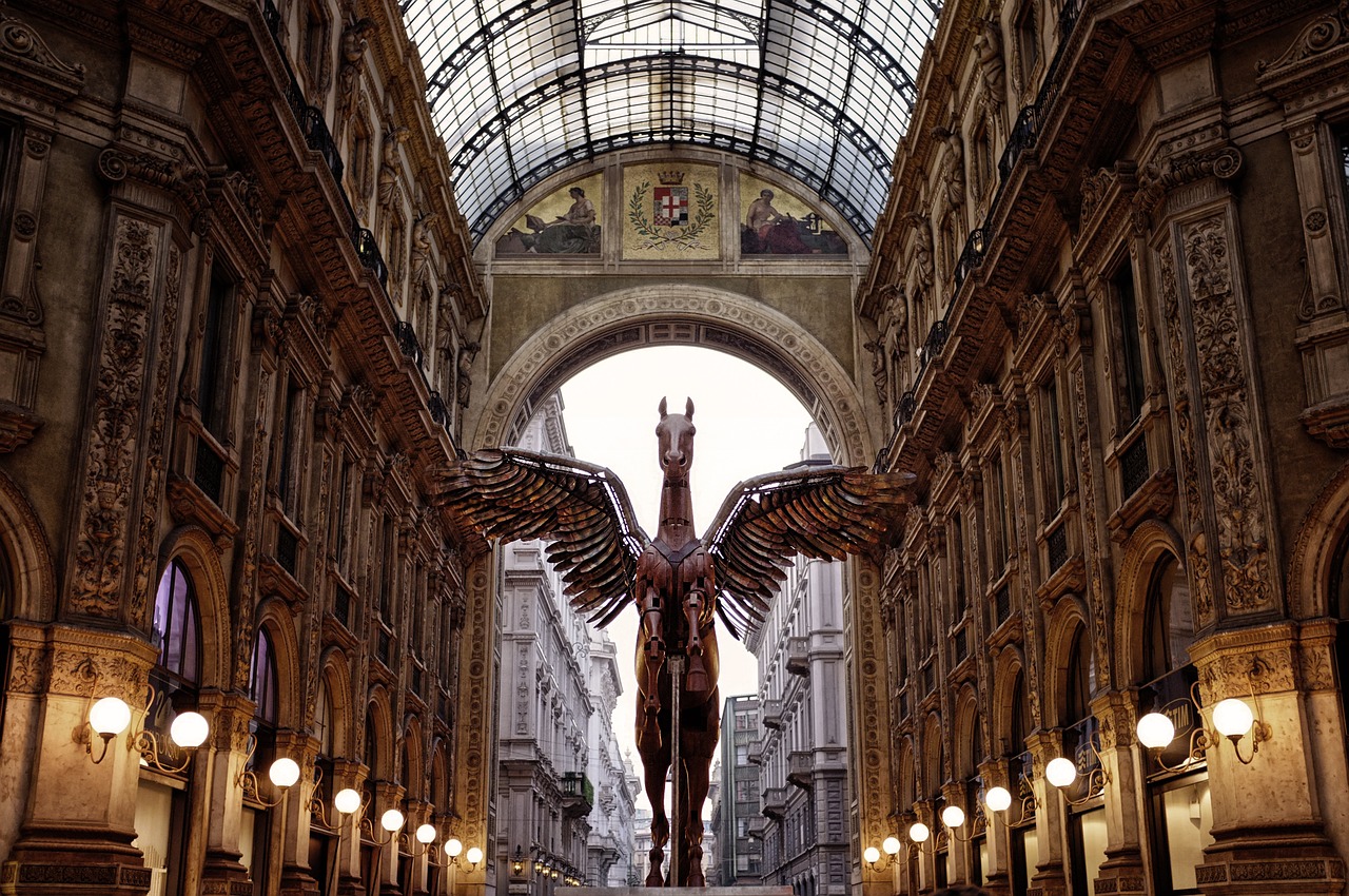 Milanas,  Pegasus,  Galerija,  Statulas,  Vittorio Emanuele Ii, Nemokamos Nuotraukos,  Nemokama Licenzija