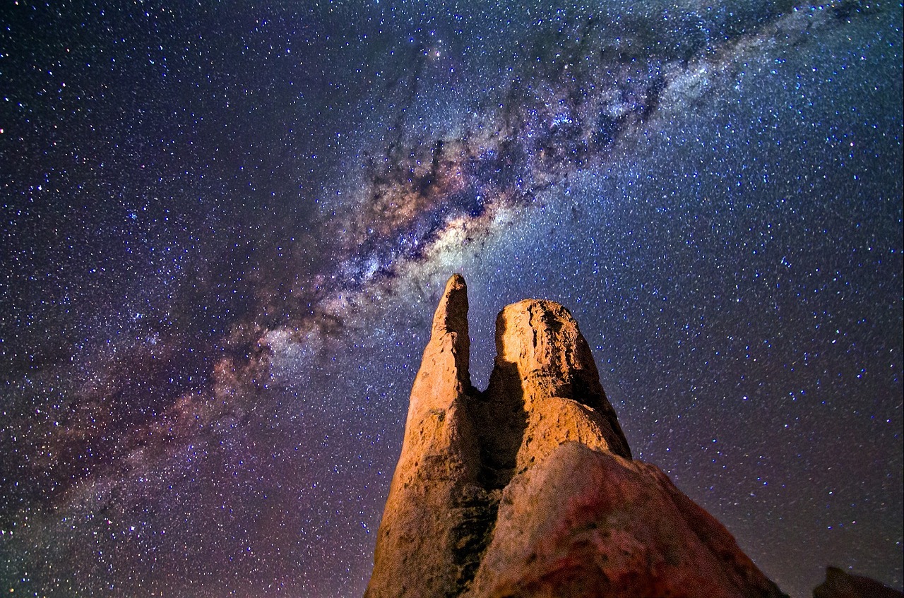 Paukščių Takas, Akmenys, Naktis, Kraštovaizdis, Pinnacles, Australia, Dangus, Žvaigždės, Kosmosas, Lauke