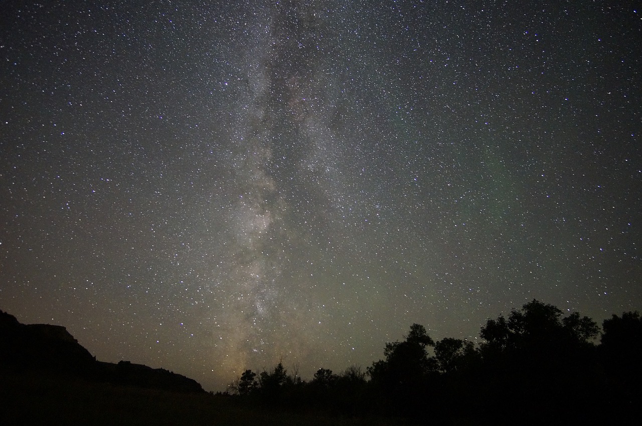 Paukščių Takas, Žvaigždės, Dangus, Naktis, Tamsi, Kosmosas, Gamta, Lauke, Theodore Roosevelt Nacionalinis Parkas, Šiaurės Dakota