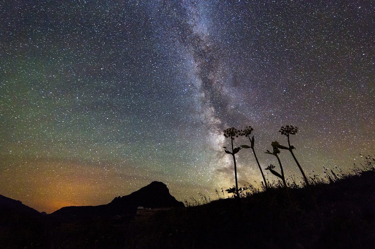 Paukščių Takas, Žvaigždės, Dangus, Naktis, Tamsi, Kosmosas, Gamta, Lauke, Ledynas Nacionalinis Parkas, Montana