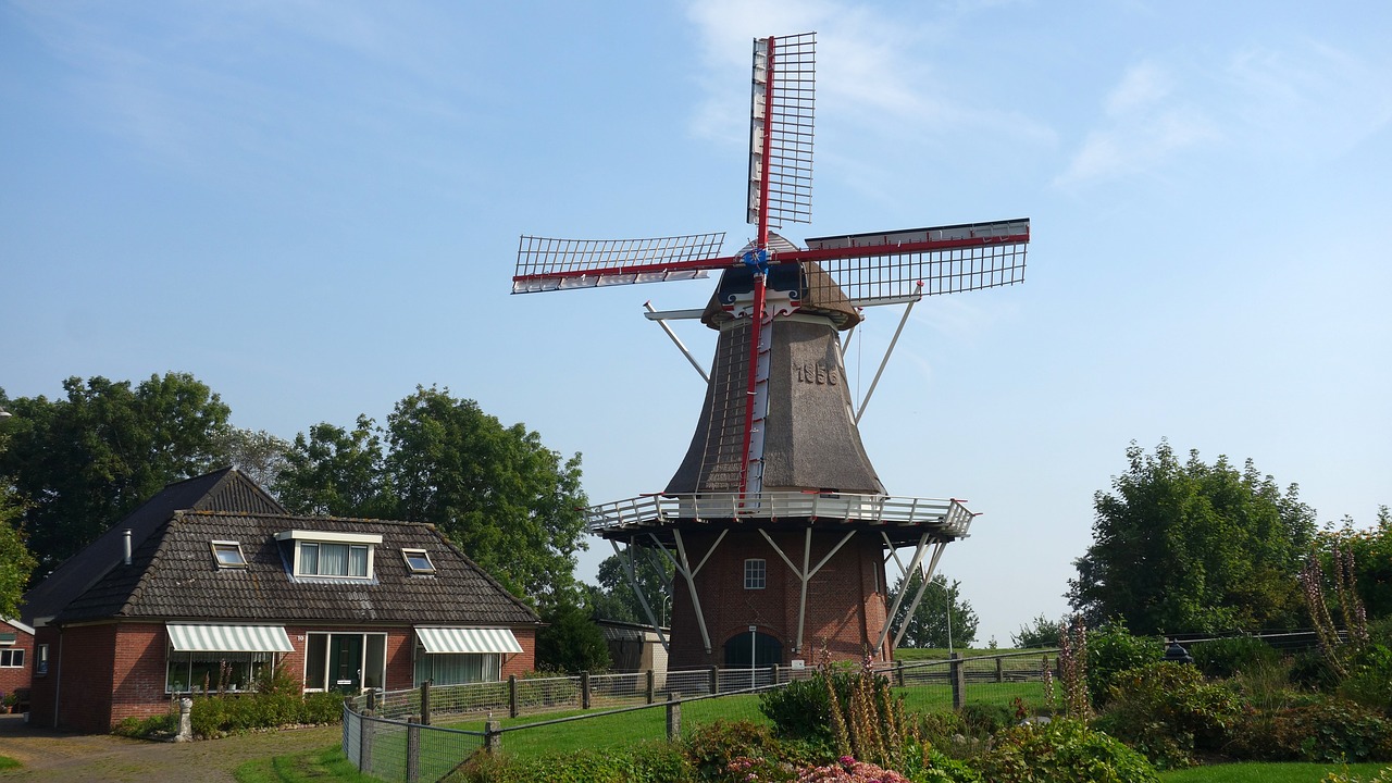 Malūnas, Vėjo Malūnas, Malūno Geležtės, Istorinė Malūnas, Istorinis Pastatas, Dagtai, Nyderlandai, Holland, Munnekezijl, Nemokamos Nuotraukos