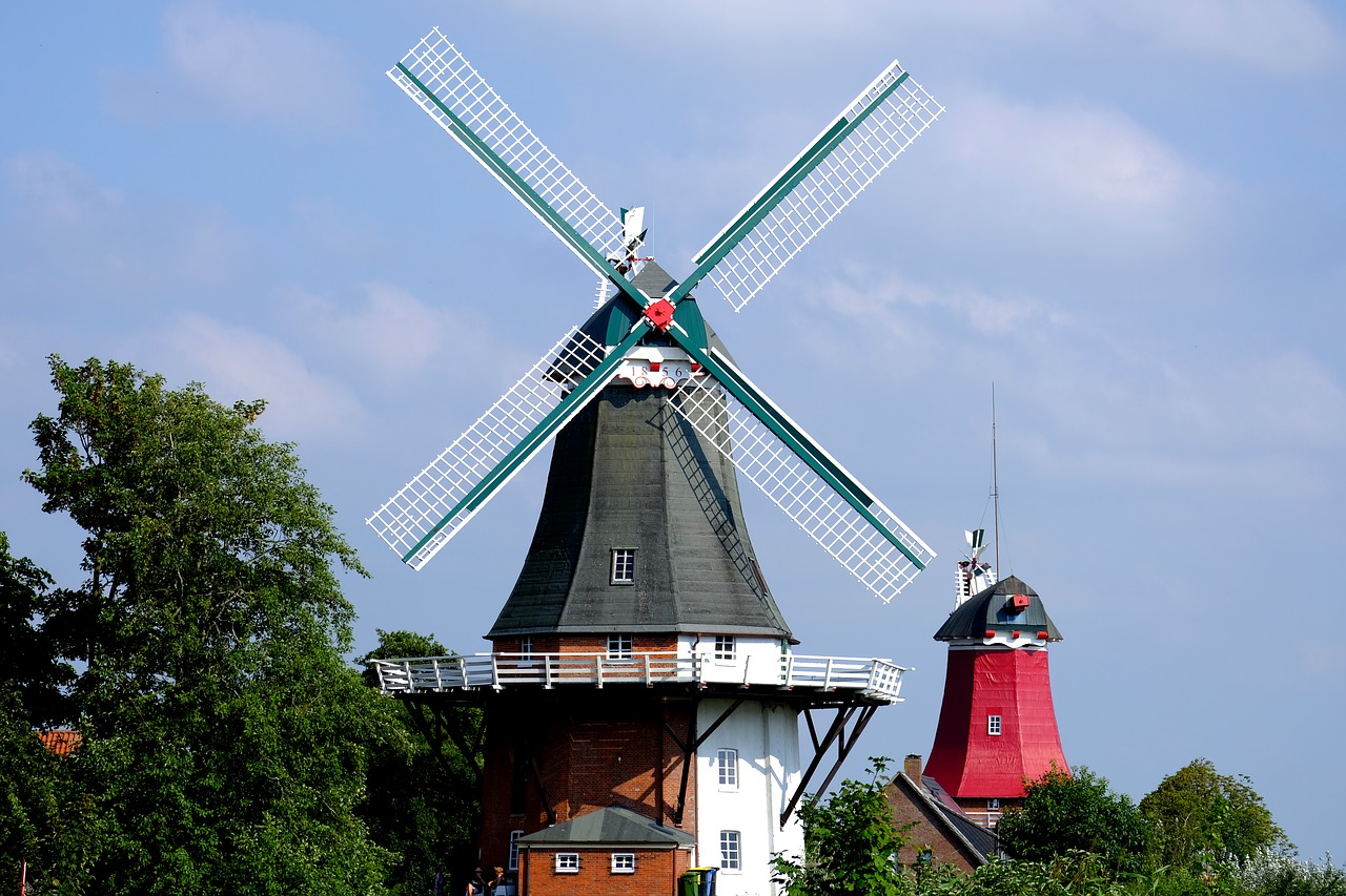 Malūnas,  Šiaurės Vokietijoje,  Windmill,  Sparnas,  Rytų Frisia,  Vėjo Energija,  Miltų Malūnas,  Mažesnis Saxony,  Statyba,  Įjungti