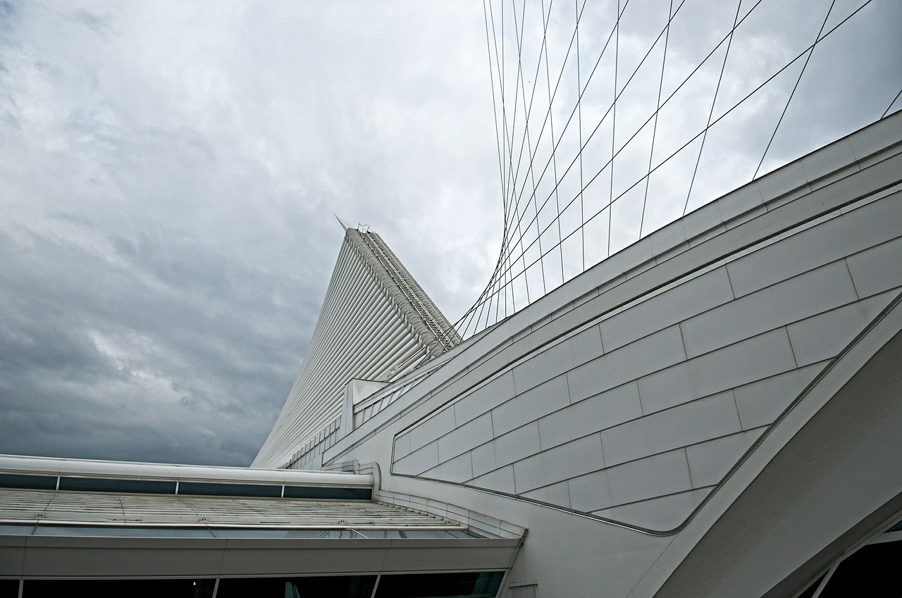 Milwaukee, Kalatraba, Milwaukee Meno Muziejus, Architektūra, Šiuolaikiška, Dangus, Futuristinis, Šiuolaikinis, Debesuota, Debesis