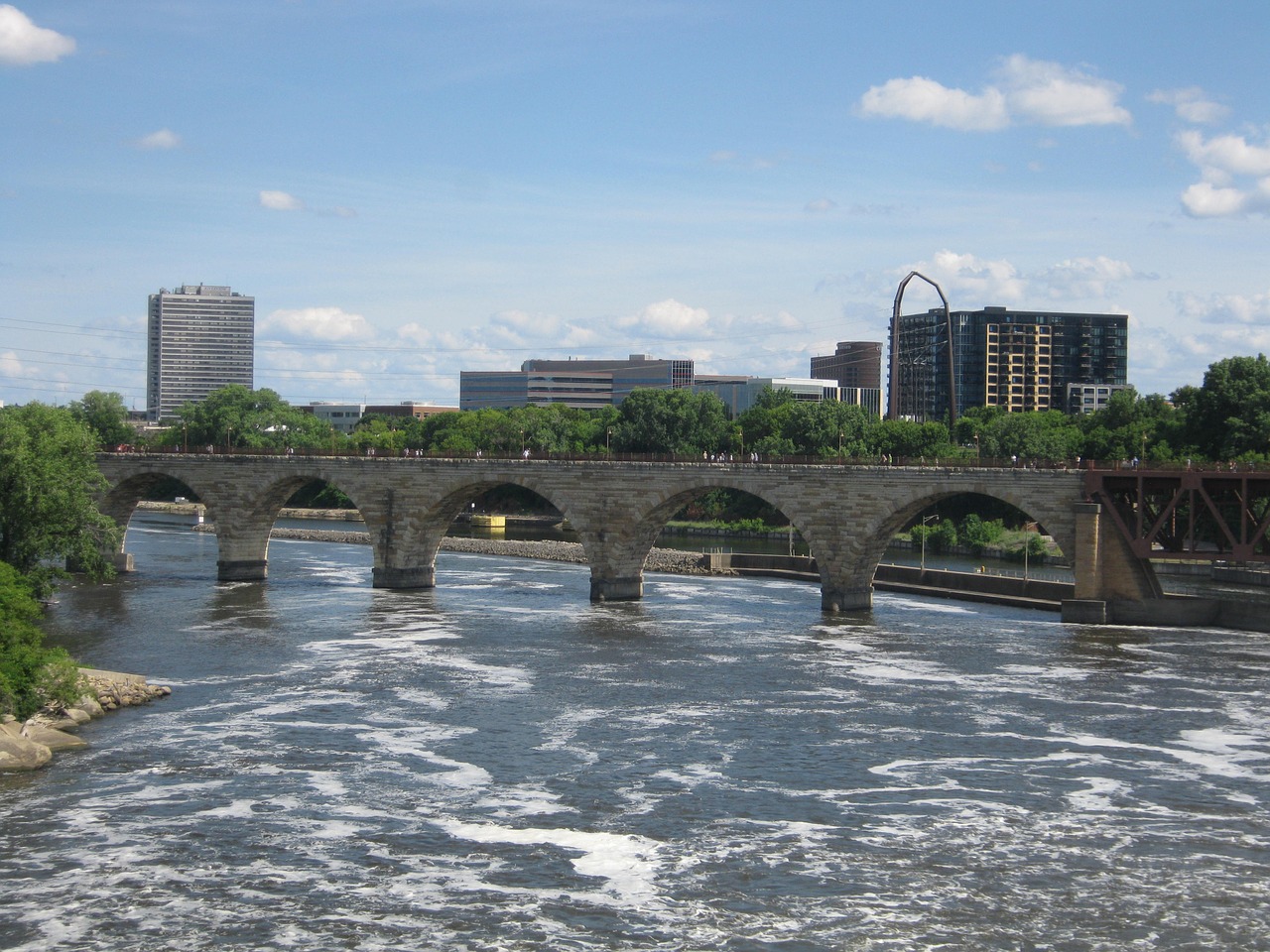 Mineapolis, Tiltas, Minnesota, Upė, Misisipė, Centro, Miestas, Usa, Miesto, Architektūra