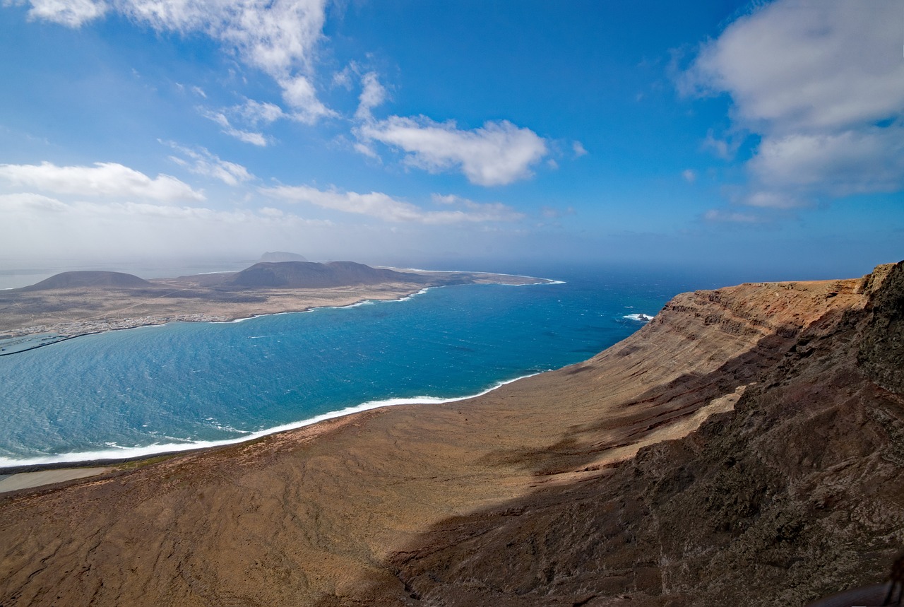 Mirador Del Rio, Lanzarote, Kanarų Salos, Vulkanas, Ispanija, Afrika, Jūra, Vanduo, Kranto, Perspektyva