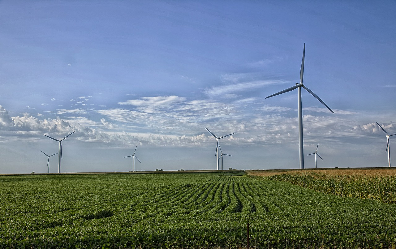Missouri, Vėjo Turbinos, Energija, Žalioji Energija, Dangus, Debesys, Ūkis, Kaimas, Laukas, Pasėlių