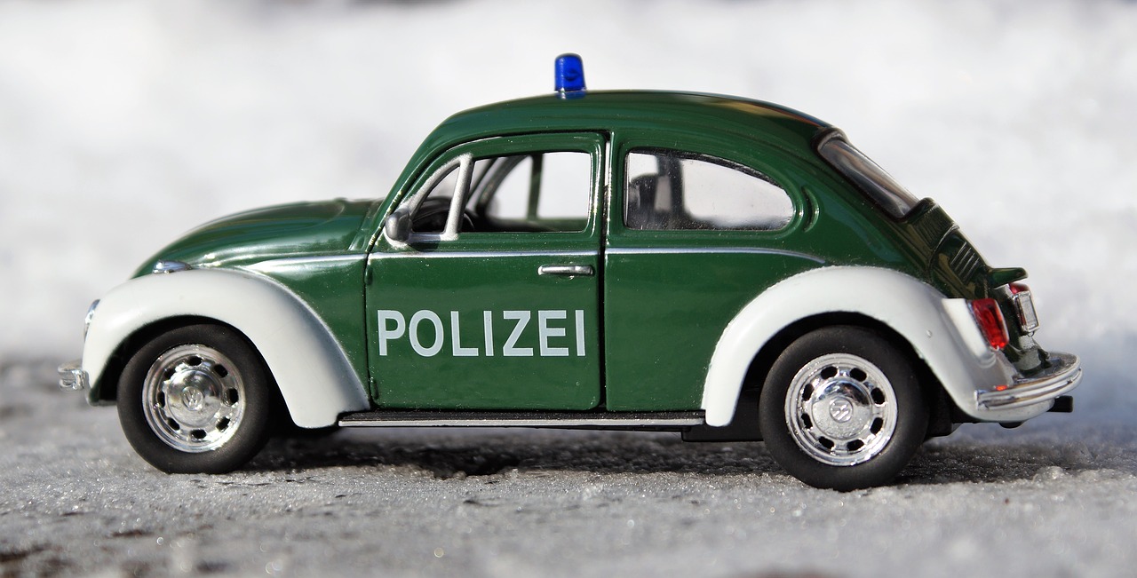 Modelis Automobilis, Automatinis, Vw, Oldtimer, Modelis, Transporto Priemonės, Vabalas, Policija, Sniegas, Nemokamos Nuotraukos