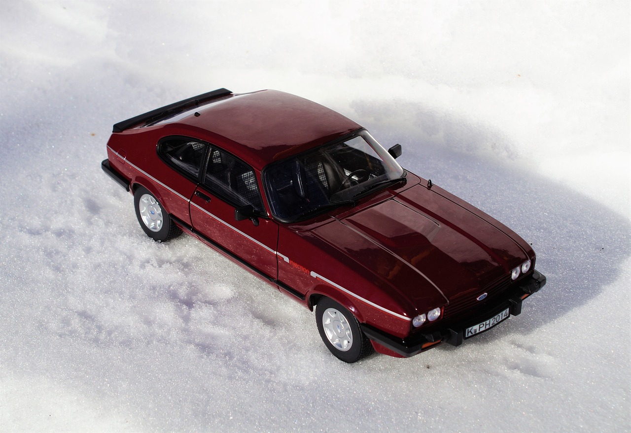 Modelis Automobilis, Ford, Capri, Modelis, Automatinis, Oldtimer, Sniegas, Sportinė Mašina, Žaislinė Mašina, Žaislai