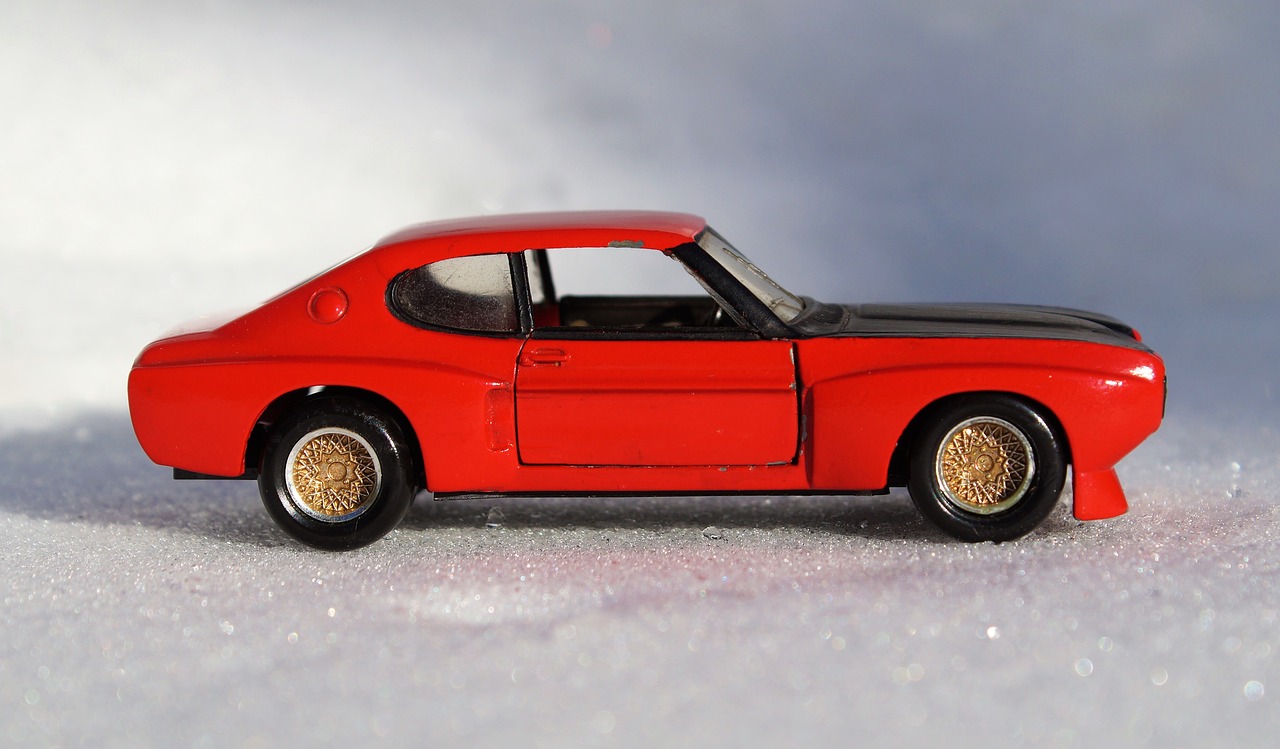 Modelis Automobilis, Ford, Capri, Modelis, Automatinis, Oldtimer, Žaislai, Sportinė Mašina, Senas, Raudona