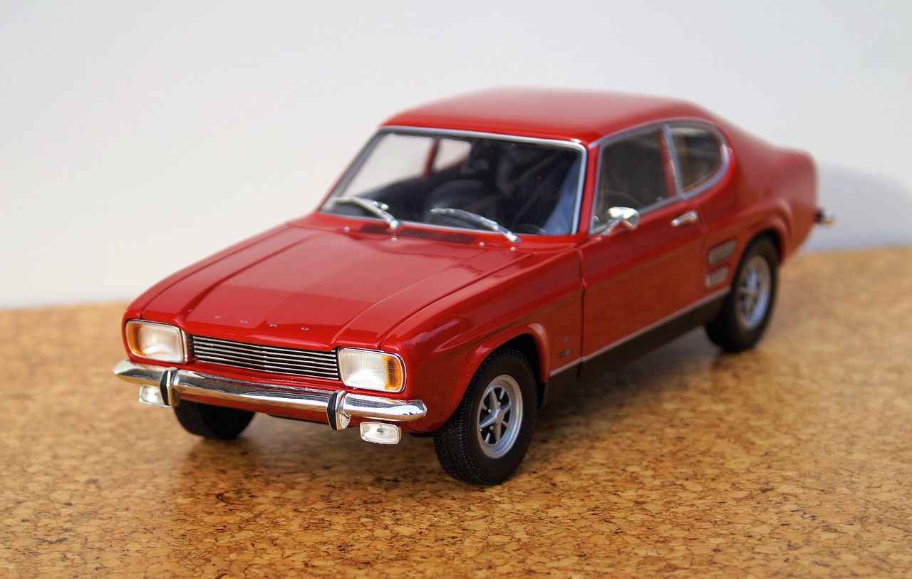 Modelis Automobilis, Ford, Capri, Modelis, Automatinis, Oldtimer, Žaislai, Sportinė Mašina, Senas, Raudona