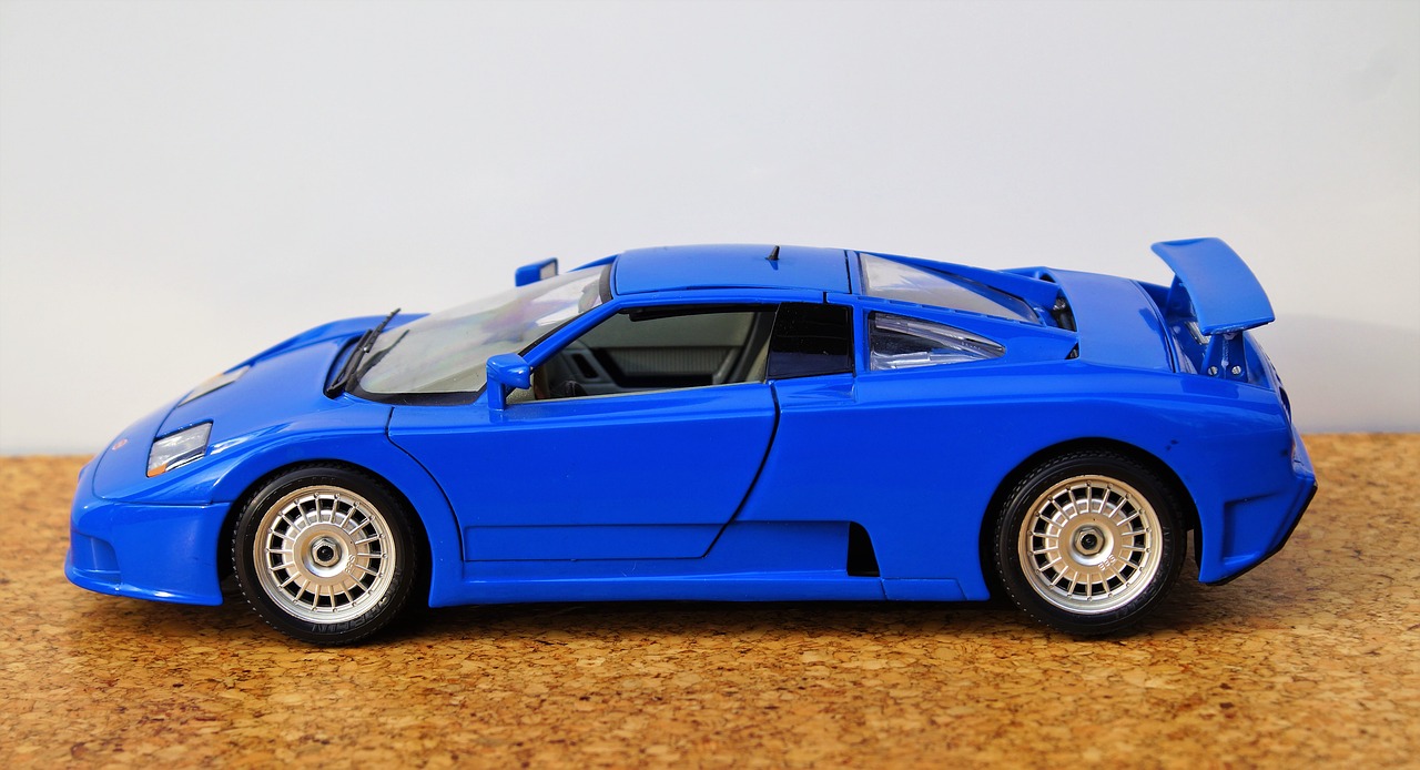 Modelis Automobilis, Bugatti, Modelis, Automatinis, Oldtimer, Žaislai, Sportinė Mašina, Senas, Mėlynas, Motorsportas