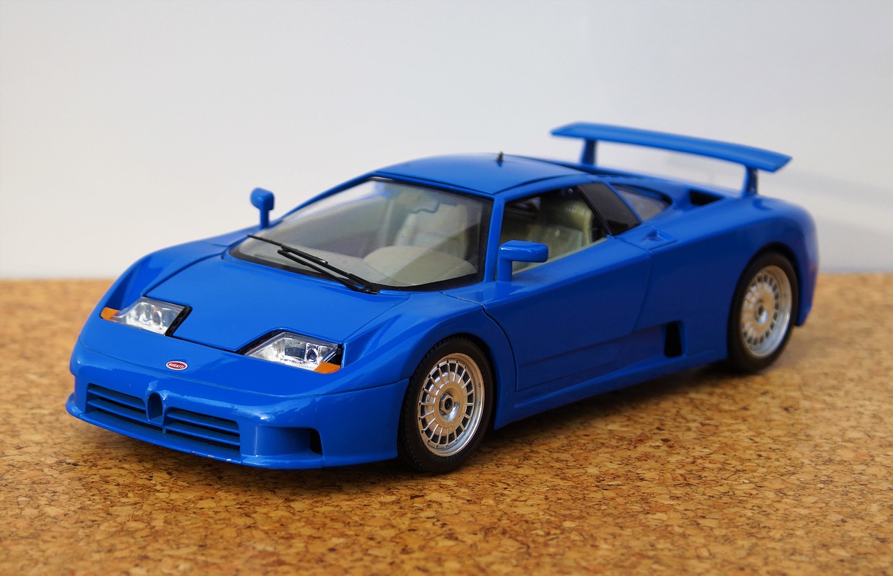 Modelis Automobilis, Bugatti, Modelis, Automatinis, Oldtimer, Žaislai, Sportinė Mašina, Senas, Mėlynas, Motorsportas