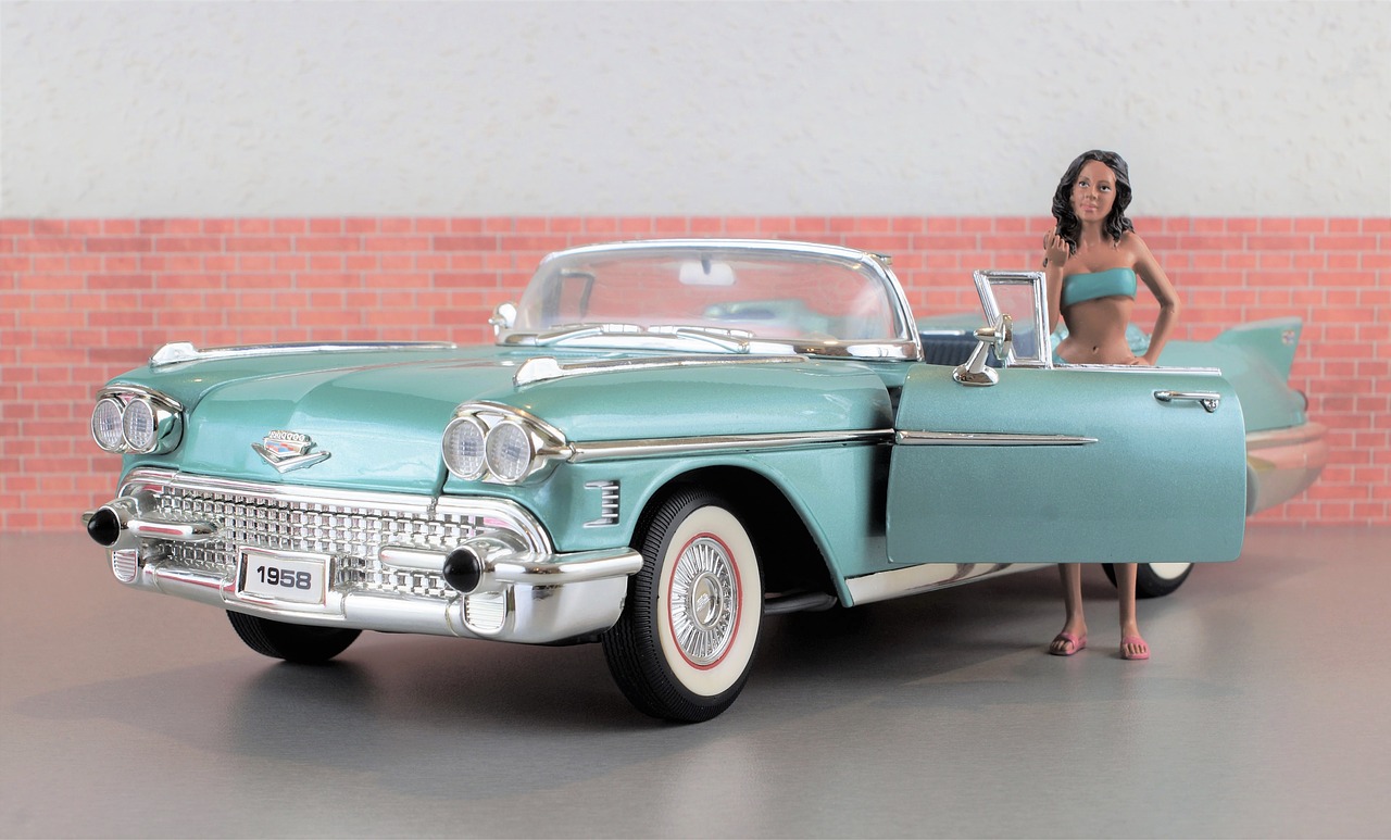 Modelis Automobilis, Cadillac, Cadillac Eldorado, Automatinis, Senas, Žaislinė Mašina, Usa, Amerikietis, Modelis, Dioramas