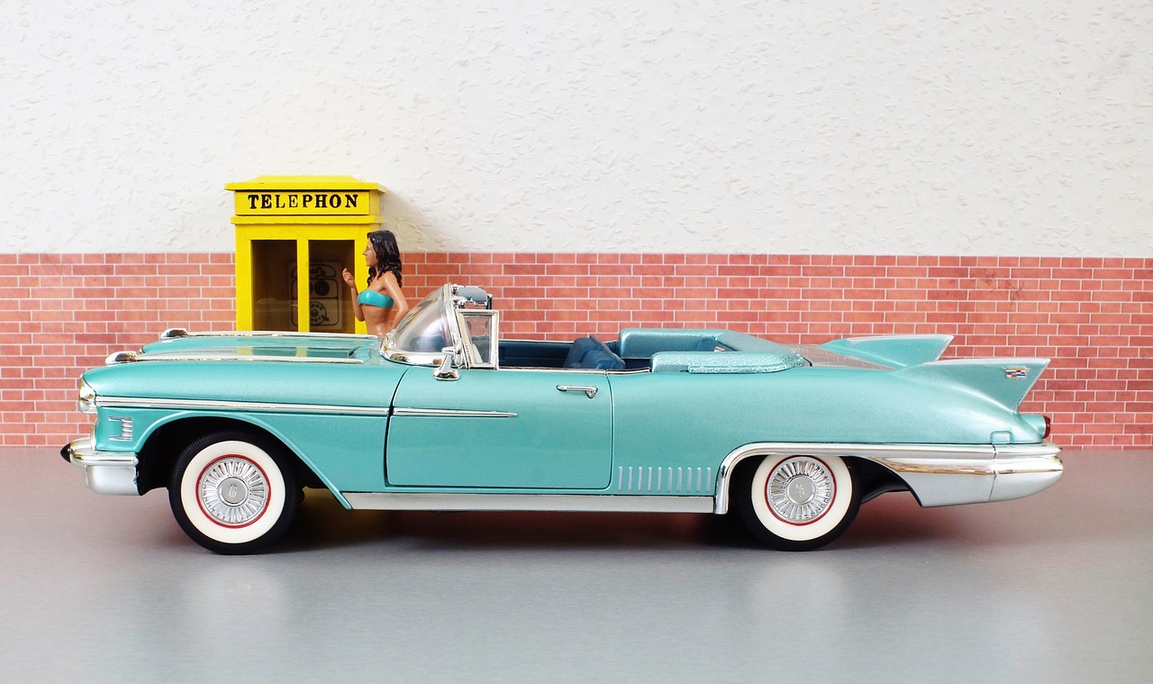 Modelis Automobilis, Cadillac, Cadillac Eldorado, Automatinis, Senas, Žaislinė Mašina, Usa, Amerikietis, Modelis, Dioramas