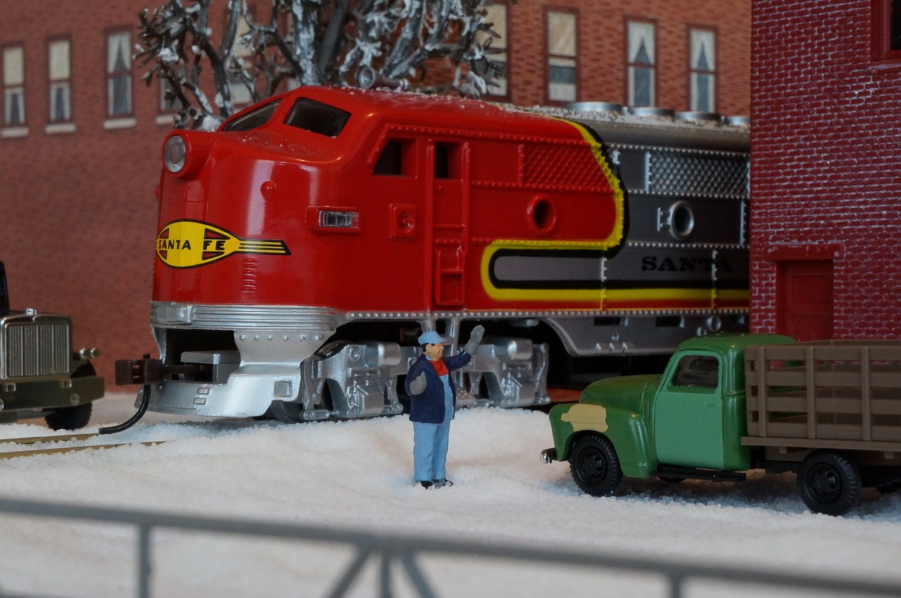 Modelio Traukinys, Modelio Geležinkelis, Santa Fe, Dyzelinis Lokomotyvas, Žiema, Usa, Modeliniai Automobiliai, Skaičiai, Masto H0, Žaislai