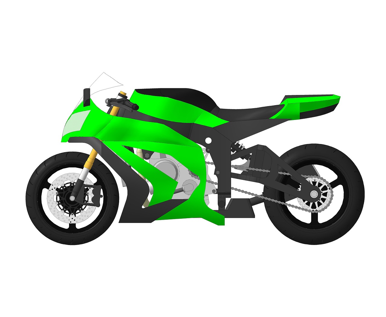 Modeliavimas,  3D,  Motociklas,  Kawasaki, Nemokamos Nuotraukos,  Nemokama Licenzija