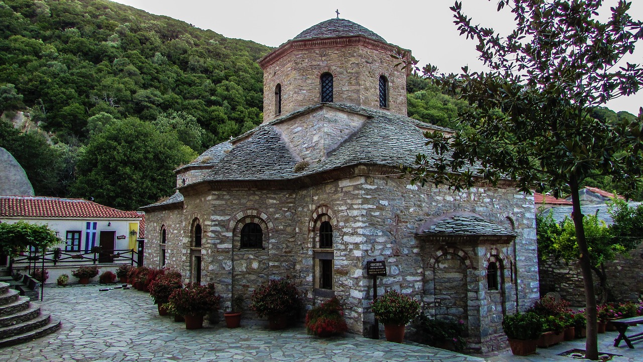 Vienuolynas, Bažnyčia, Architektūra, Religija, Krikščionybė, Ortodoksas, Akmuo, Istorinis, Evagkelistria, Slidinėjimas