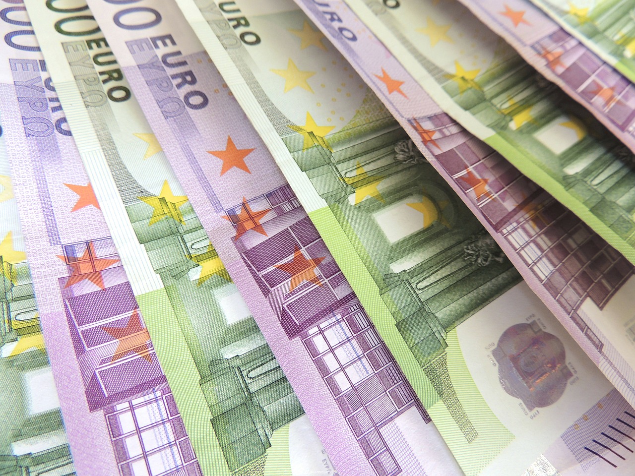Pinigai, Euras, Valiuta, Turtas, Sėkmė, Verslas, Dolerio Kupiūra, Popieriniai Pinigai, 500, 100