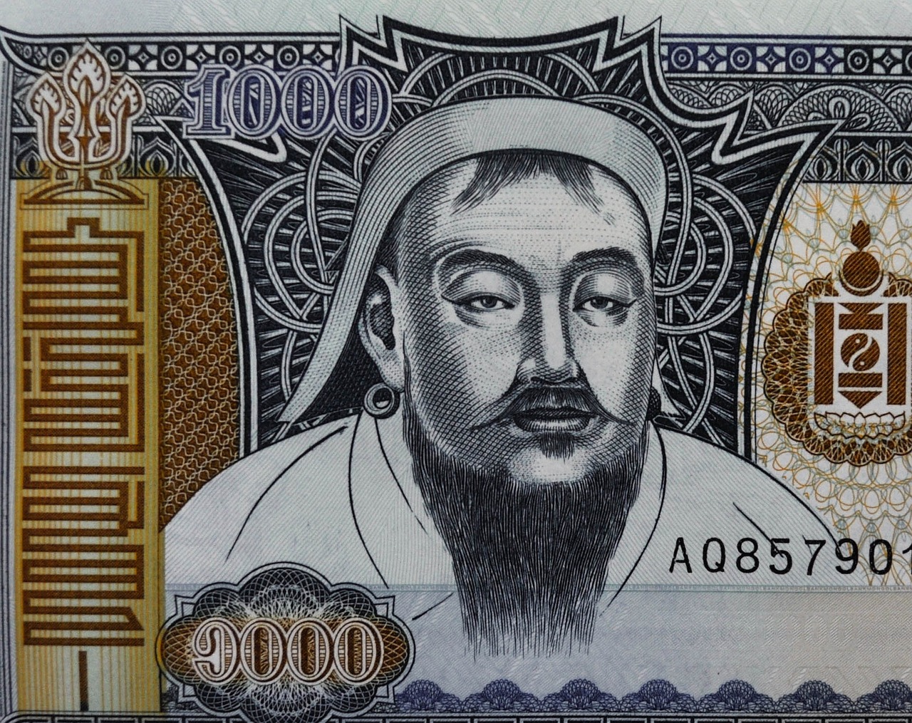 Pinigai, Mongolija, Valiuta, Bankas, Finansai, Nacionalinis, Banknotas, Ekonomika, Chinggis, Portretas