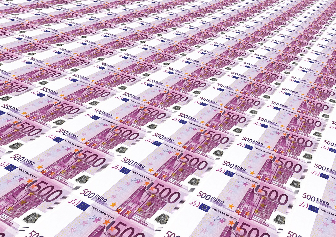 Pinigai, 500 Eurų, Euras, Krūva, Pinigai, Valiuta, 500, Euro Ženklas, Dolerio Kupiūra, Sąskaitos