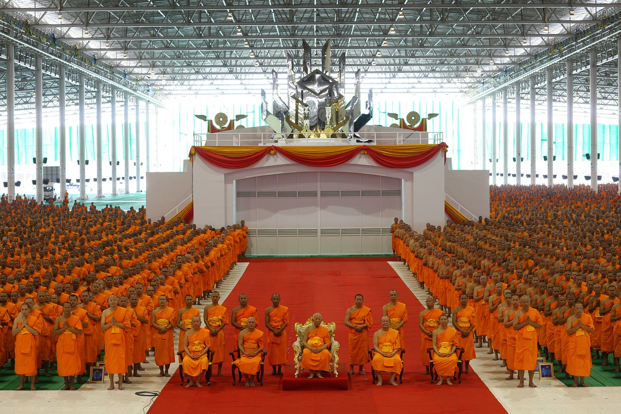 Vienuoliai, Tailandas, Kunigystė, Budizmas, Budistams, Meldžiasi, Ceremonija, Tajų, Festivalis, Tradicija