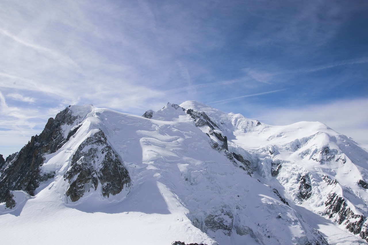 Mont Blanc, Alpės, Kalnas, Smailės, Gamta, Sniegas, Kraštovaizdis, Žiema, Europa, Mėlynas