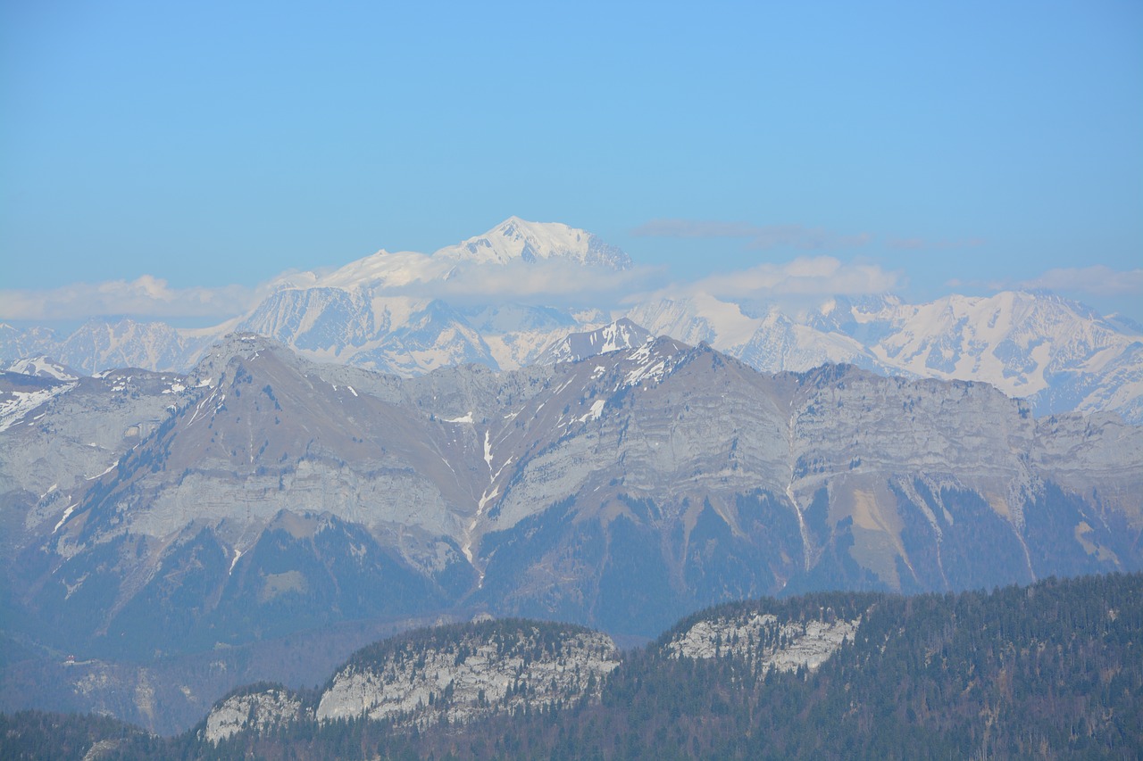 Mont Blanc, 4810 Įprasta, Masyvas, Peizažas Pavasaris, Alpių Grandinė, Adatos, Stebuklingas Kraštovaizdis, France, Aukščiausiojo Lygio Susitikimas, Panorama