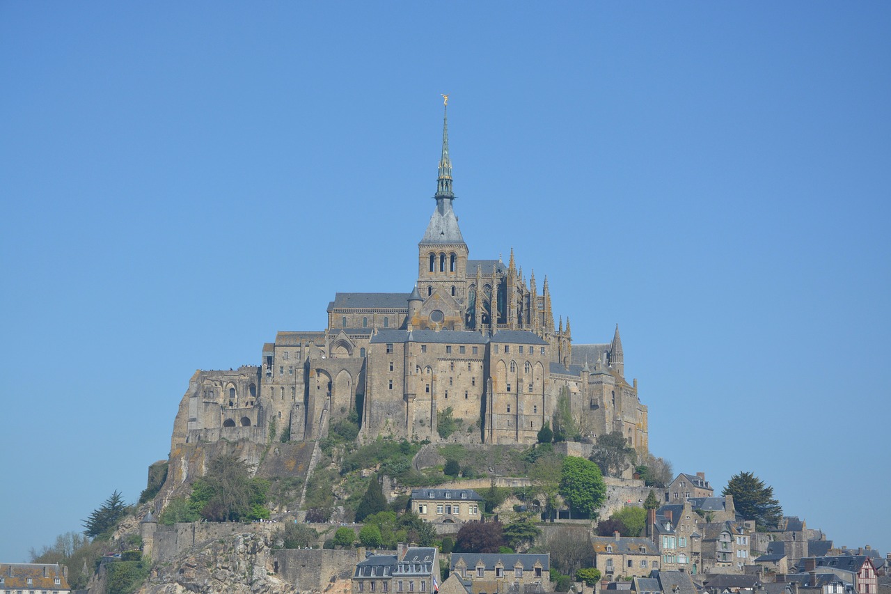 Mont Saint Michel,  Bendroji La Manche Normandy,  Normandy Prancūzija,  Turizmo Svetainė,  Šventė,  Jūra,  Atoslūgis,  Normandija,  Rocky Sala,  Abbey