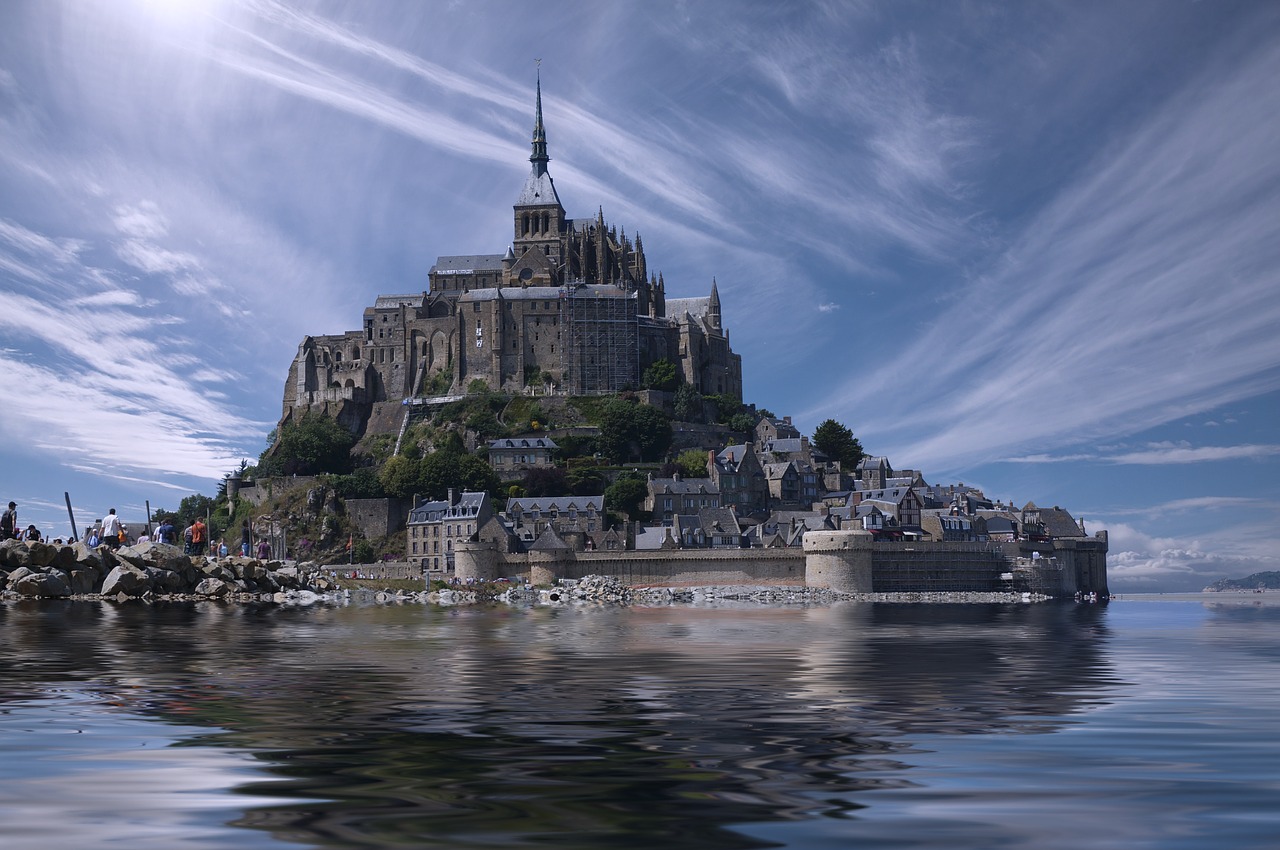 Mont Saint Michel, France, Normandija, Europa, Architektūra, Orientyras, Vienuolynas, Sala, Abatija, Gotika