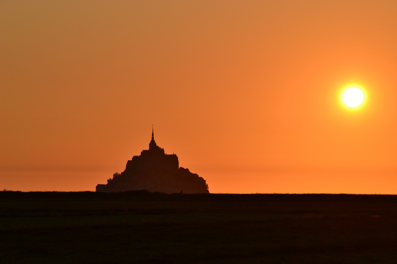 Mont-St-Michel, Saulėlydis, Normandija, France, Twilight, Nemokamos Nuotraukos,  Nemokama Licenzija