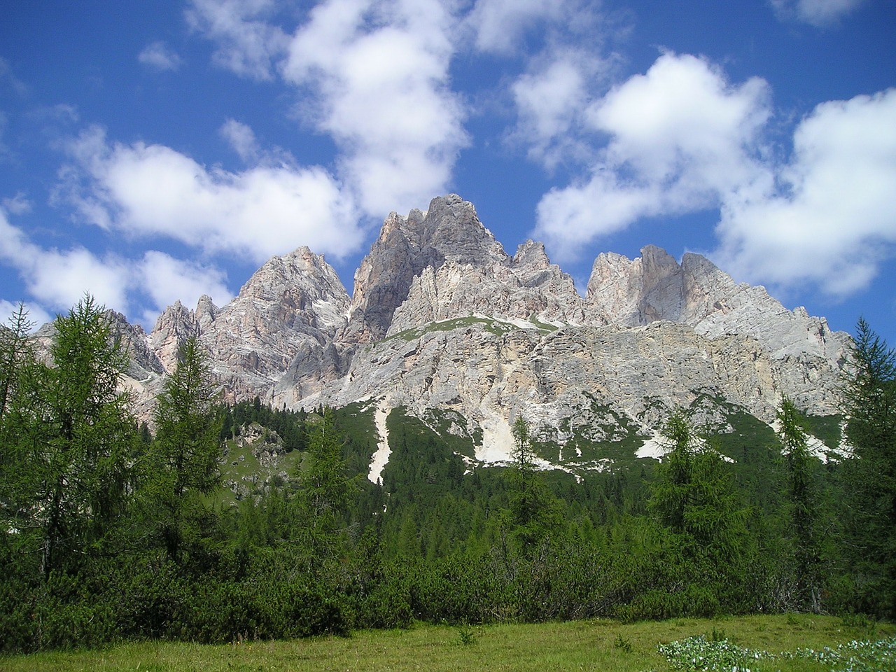 Monte Cristallo, Cristallogruppe, Krištolo Kalnas, Dolomitai, Kalnai, Alpių, South Tyrol, Italy, Miškas, Vasara