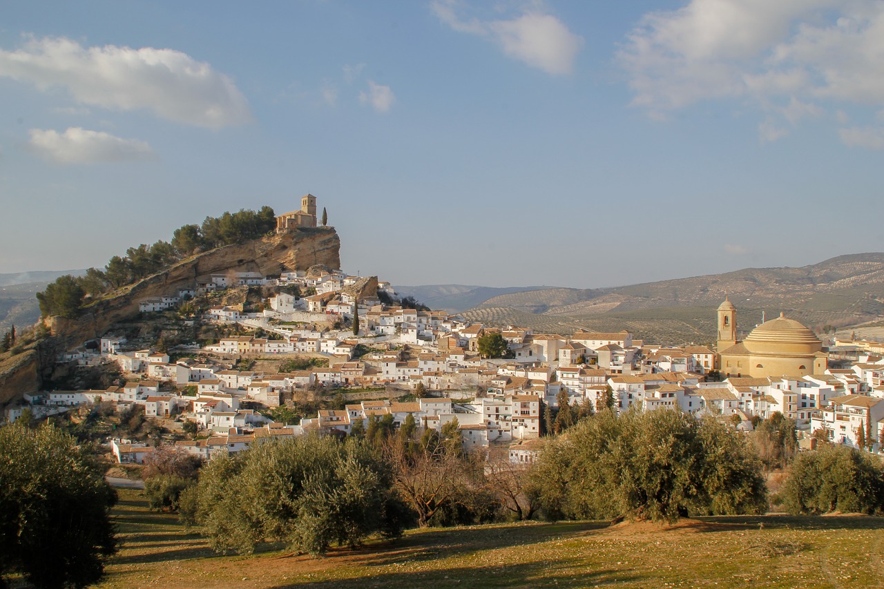 Montefrio, Granada, Andalūzija, Ispanija, Architektūra, Panoraminis, Kelionė, Lauke, Dangus, Kraštovaizdis