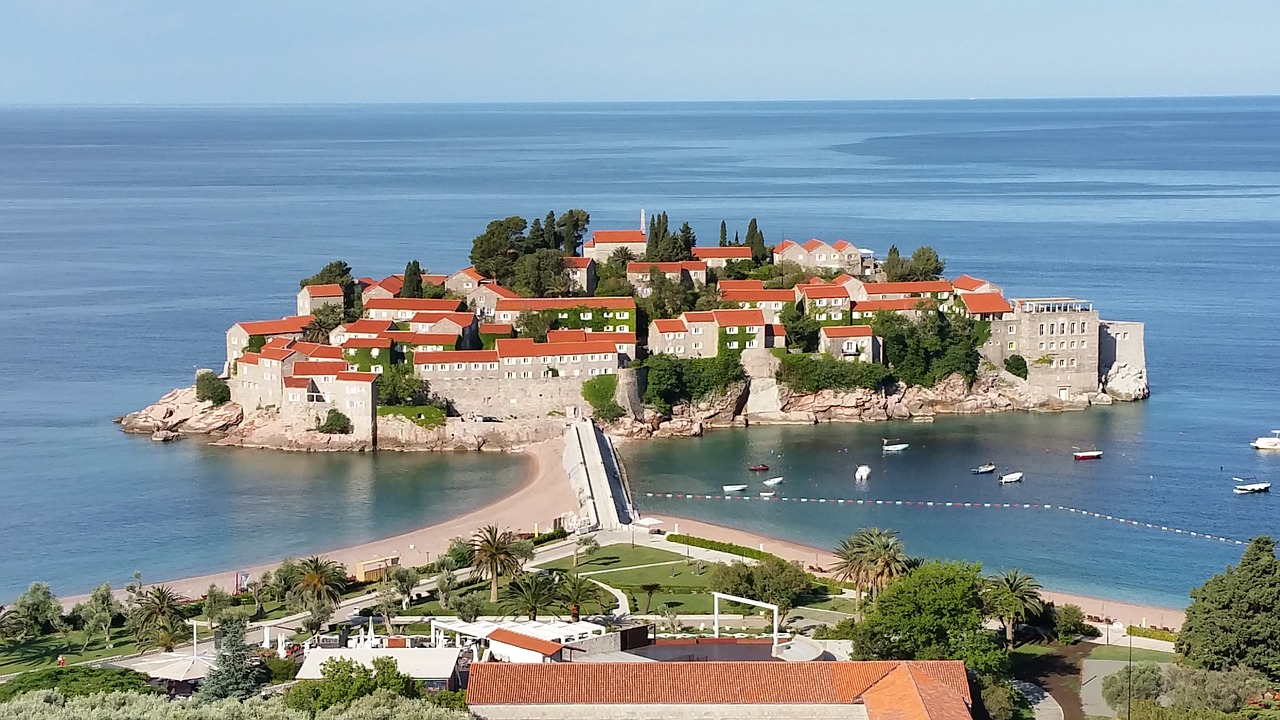 Juodkalnija,  Sveti Stefan,  Sala,  Atostogos,  Papludimys,  Saulė,  Smėlis,  Išsaugojimas,  Adrijos Jūra, Nemokamos Nuotraukos