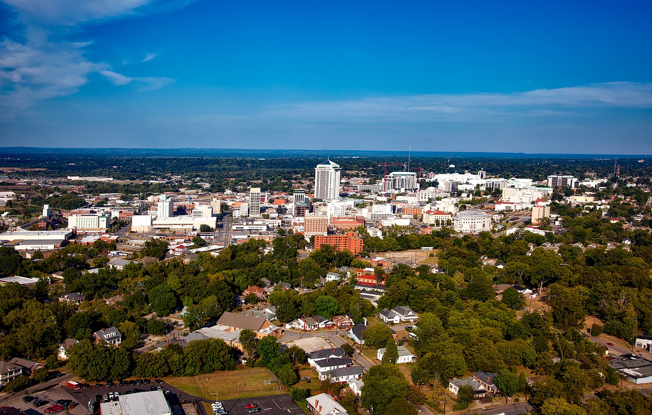 Montgomery, Alabama, Miestas, Miestai, Miesto, Oro Vaizdas, Miesto Panorama, Dangus, Debesys, Hdr