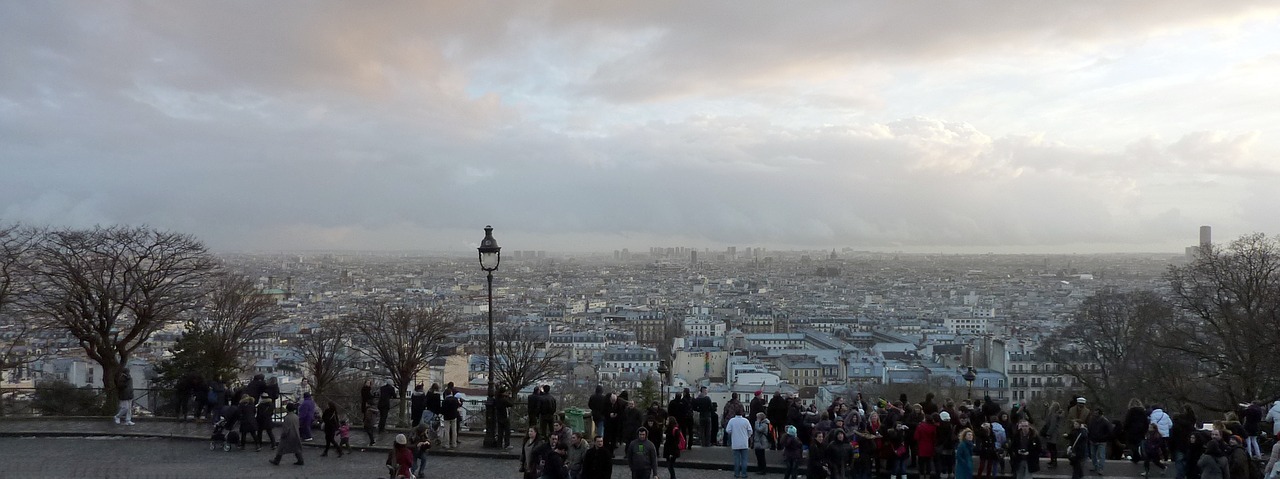 Montmartras, Paris, Požiūris, Apžvalga, Debesys, Panorama, Tolimas Vaizdas, Abendstimmung, Miestas, Nuotaika