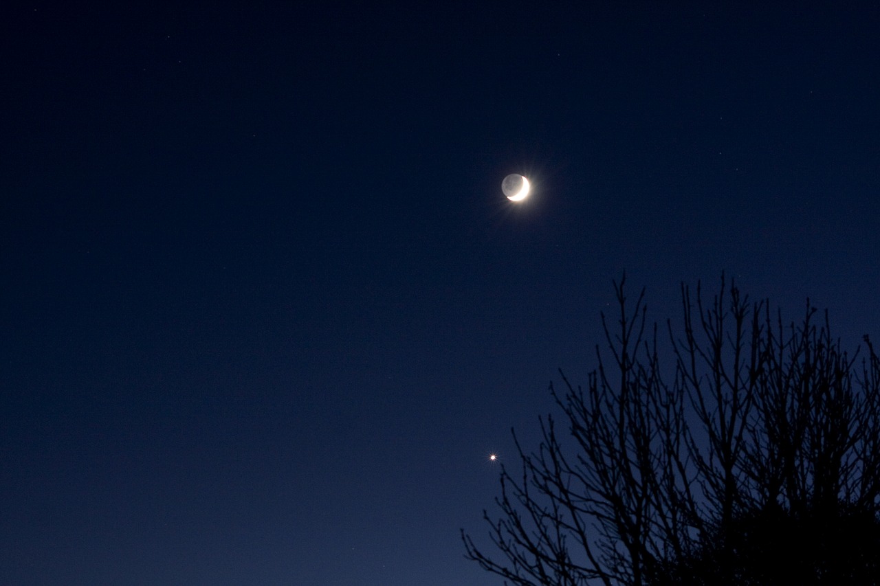 Mėnulis, Venus, Planeta, Astronomija, Panorama, Žemės Žvilgsnis, Palydovas, Erdvė, Žvaigždė, Tyrinėjimas