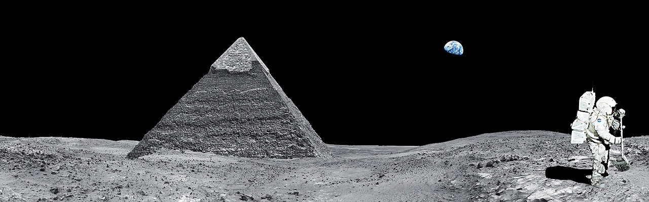 Mėnulis, Piramidė, Egiptas, Astronautas, Mėnulio Paviršius, Žemė Nuo Mėnulio, Senovės, Užsienietis, Paslaptis, Orientyras