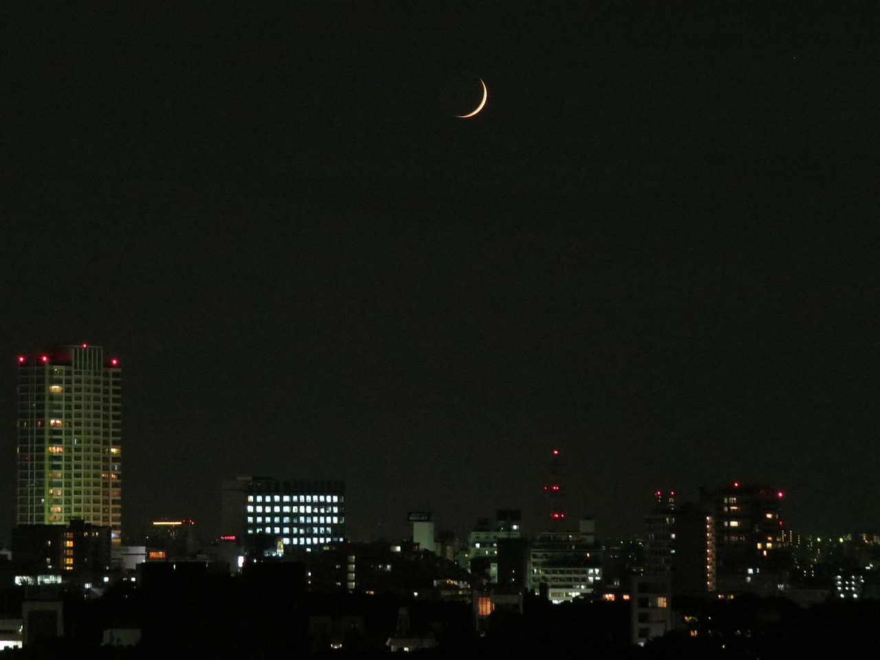 Mėnulis, Pilnatis, Naktis, Nakties Metu, Tokyo, Architektūra, Panorama, Miestas, Miesto Panorama, Bokštas