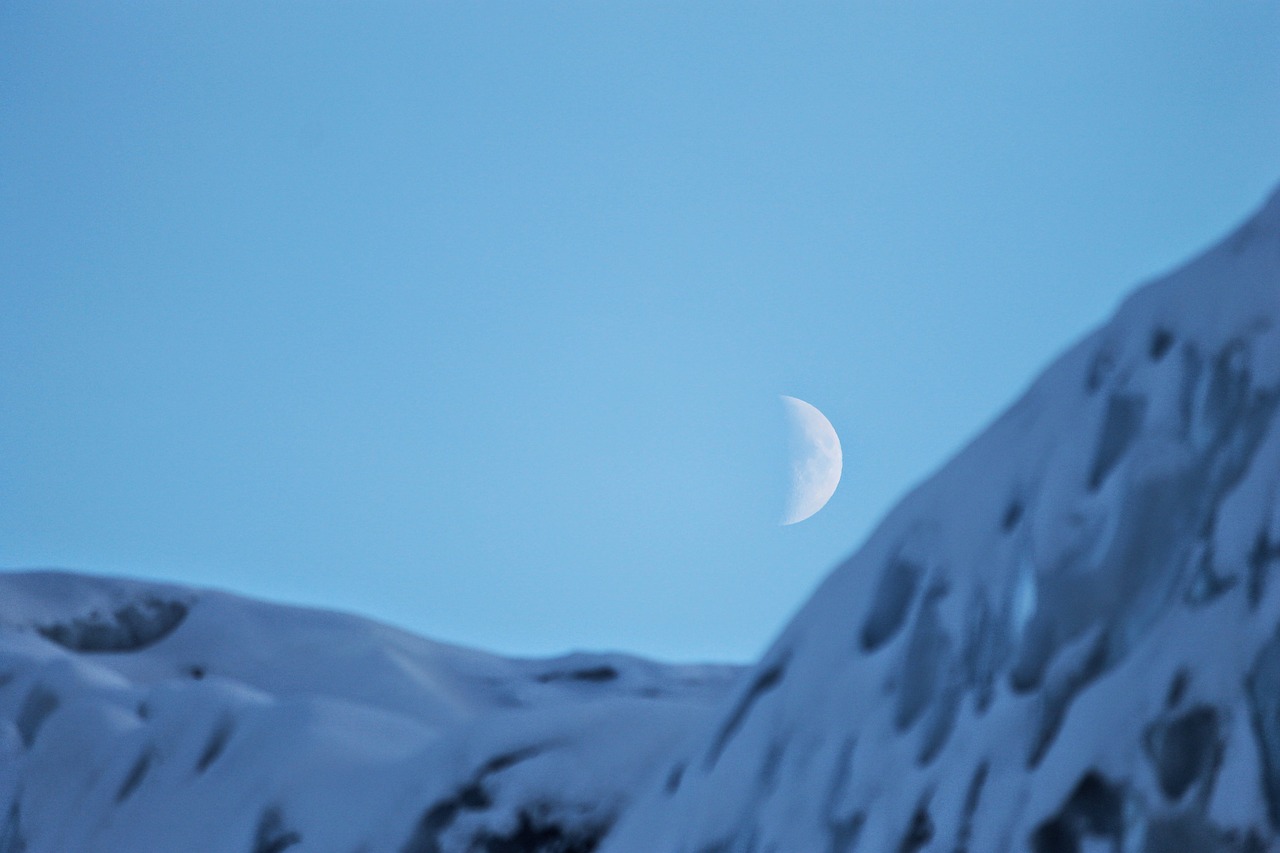 Mėnulis, Kalnas, Alaska, Žiema, Sniegas, Dangus, Nemokamos Nuotraukos,  Nemokama Licenzija