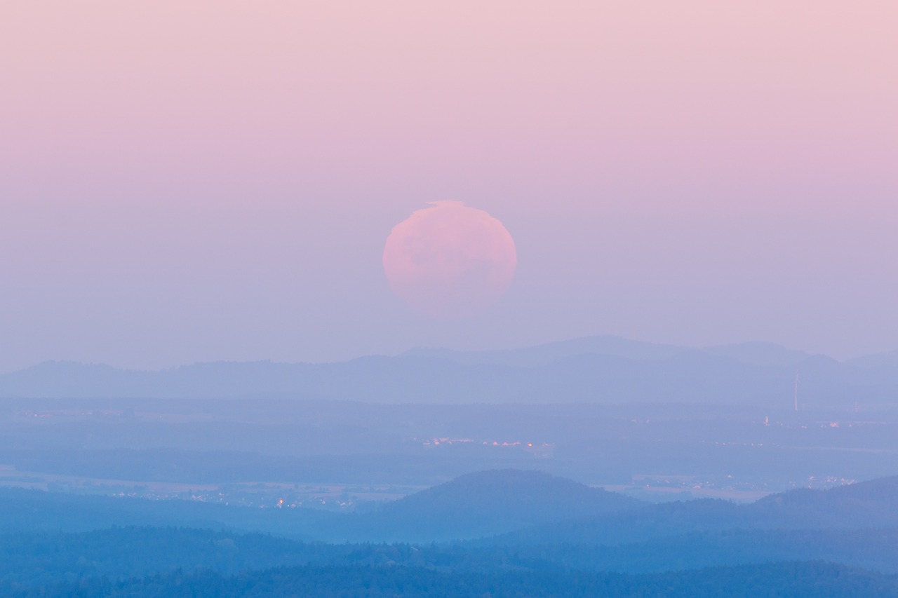 Mėnulis, Kraštovaizdis, Aušra, Dangus, Nuotaika, Moonset, Dangus, Atmosfera, Twilight, Morgenrot