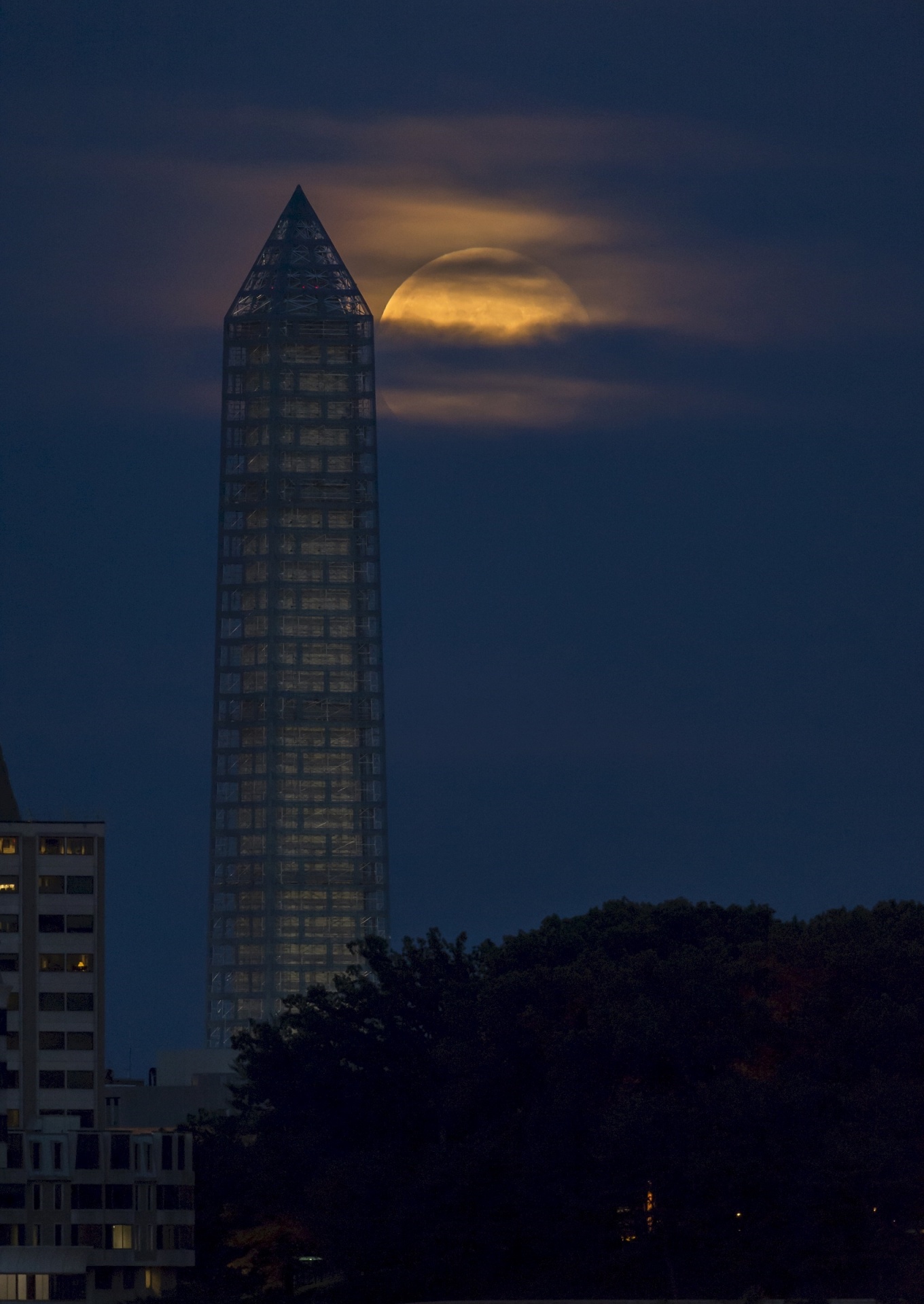 Supermoon,  Mėnulis,  Mėnulis,  Orientyras,  Naktis,  Vašingtonas,  Paminklas,  Turistinis,  Viešasis & Nbsp,  Domenas