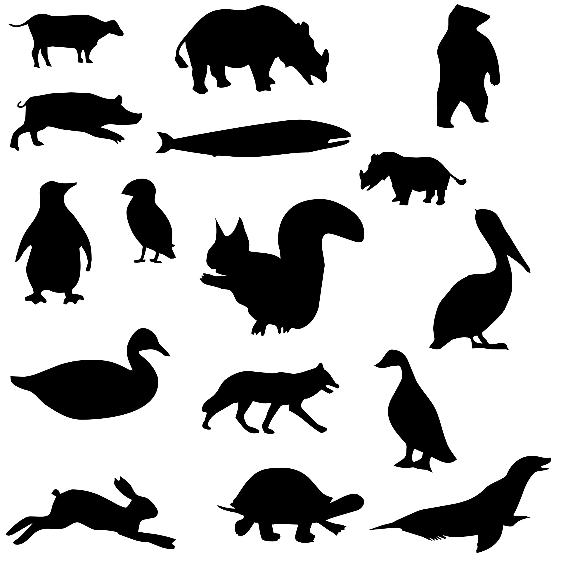Gyvūnai,  Siluetas,  Piešimas,  Karvė,  Rhino,  Kiaulė,  Banginis,  Turėti,  Laukiniai,  Antis