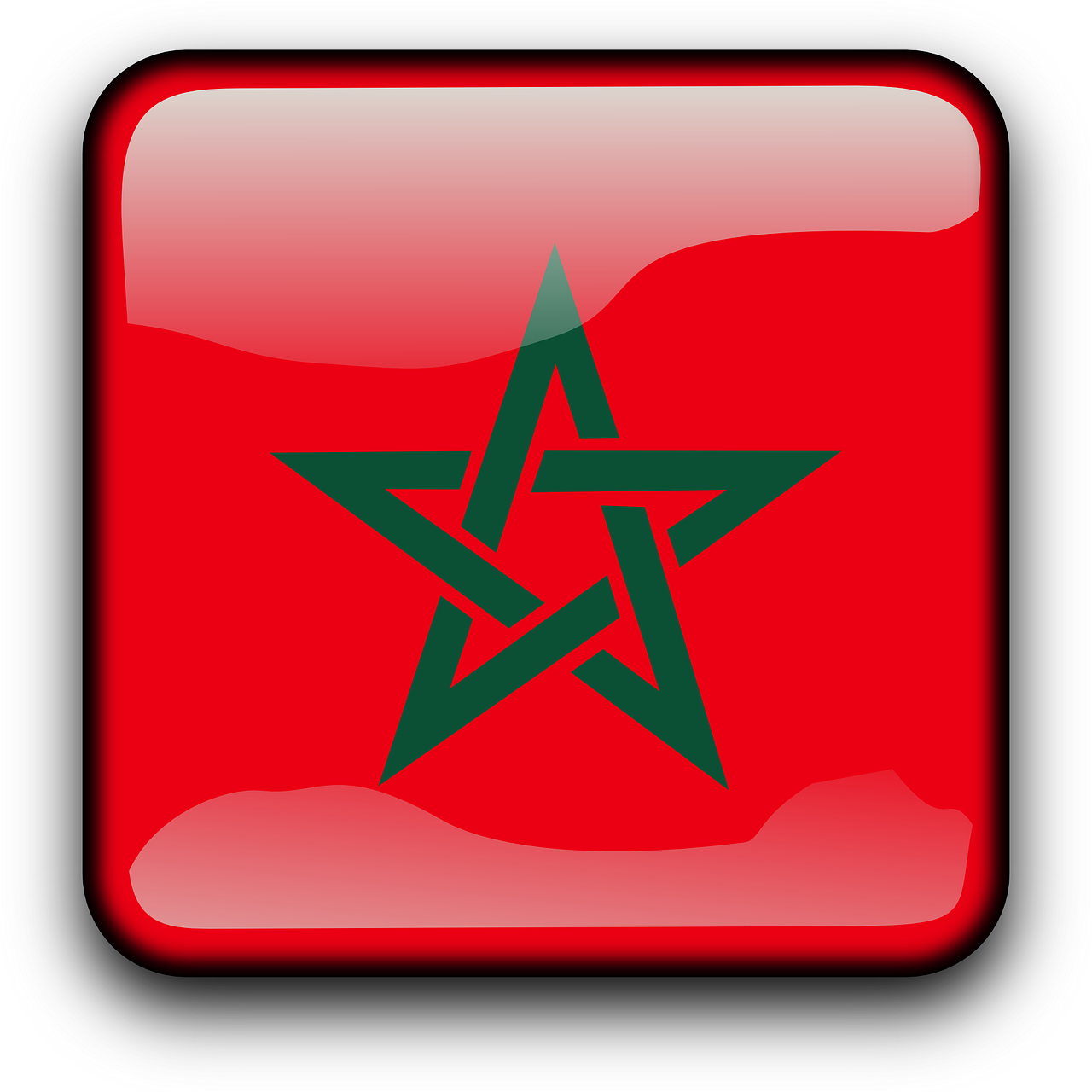 Marokas, Vėliava, Šalis, Tautybė, Kvadratas, Mygtukas, Blizgus, Nemokama Vektorinė Grafika, Nemokamos Nuotraukos,  Nemokama Licenzija