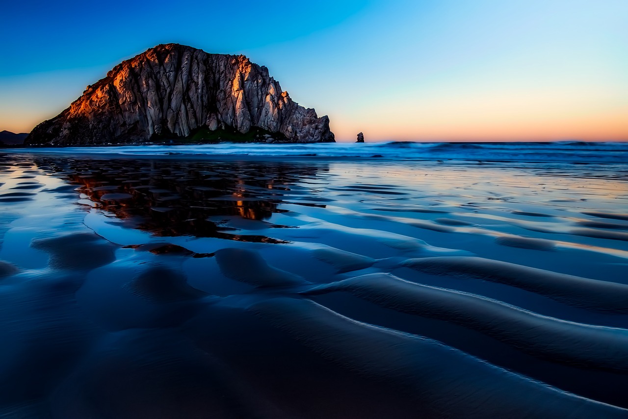 Morro Bay, Kalifornija, Saulėlydis, Dusk, Rokas, Formavimas, Turizmas, Dangus, Gamta, Lauke